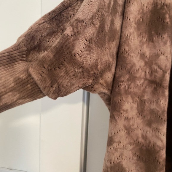 Rig Utility Neutral Brown Cotton Tie Dye Half Sleeve Open Cardigan Size Medium - Picture 7 of 10